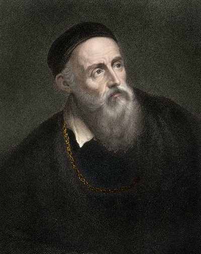 Porträtt av Tizian (1490-1576), Tiziano Vecellio, venetiansk målare av Anonymous Anonymous