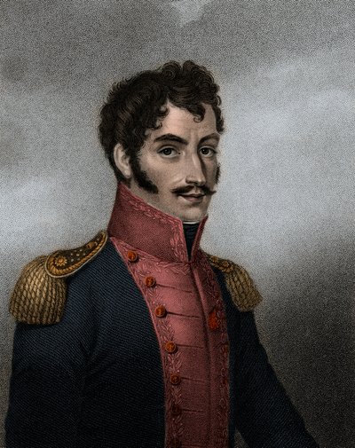 Porträtt av den venezuelanske politikern och militären Simon Bolivar (1783-1830) president i Colombia och Peru av Anonymous Anonymous