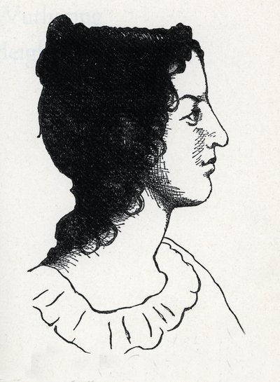 Porträtt av den brittiska författaren Emily Bronte (1818-1848) (gravyr från "Les Hauts de Hurlevent") av Anonymous Anonymous