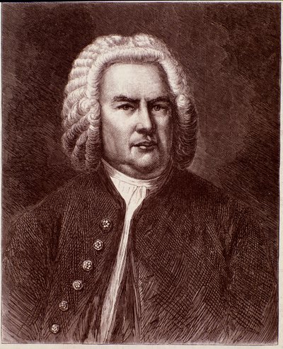 Porträtt av den tyske kompositören Johann Sebastian Bach (gravyr. 1800-talet) av Anonymous Anonymous