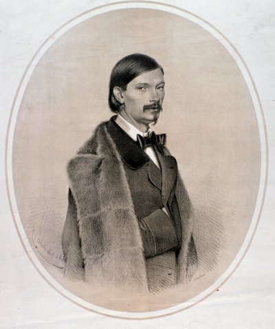 Porträtt av den italienske dirigenten, kontrabasmusikern och kompositören Giovanni Bottesini (teckning. 1858) av Anonymous Anonymous