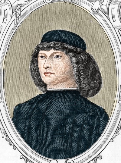 Porträtt av den italienska målaren Giovanni Bellini sa il Giambellino (1425/1433-1516), gravyr från 1859 i "" gallerierna i Europa - Italien "" av Armandaud. Privat samling. av Anonymous Anonymous