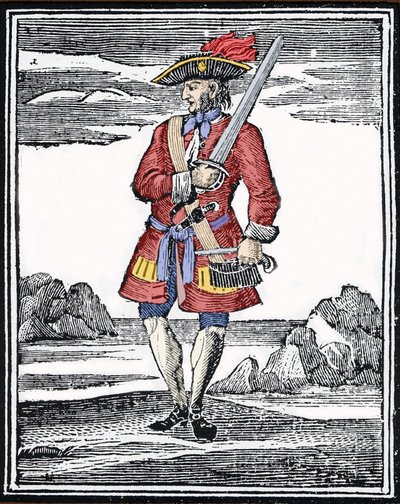 Porträtt av piraten Jack Rackham säger den röde eller John Rackham, mer känd som Calico Jack (? 1720). Gravyr. av Anonymous Anonymous