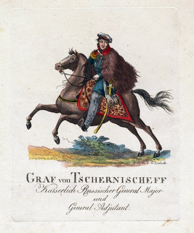 Prins Alexandre Ivanovitch Tchernychev ou Tchernychiov ou Czernichev - Porträtt av greve Alexander Ivanovich Chernyshov (1786-1857) - Anonym - 1813 - Akvatint - 25,6x22 - Privat samling av Anonymous Anonymous
