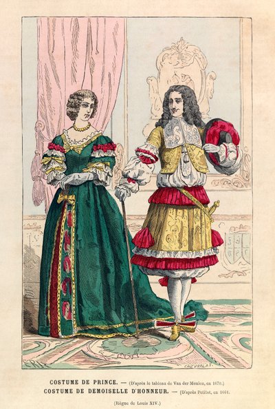 Prinsens dräkt och brudtärnadräkt under Ludvig XIV:s regering (1638-1715) - privat samling av Anonymous Anonymous