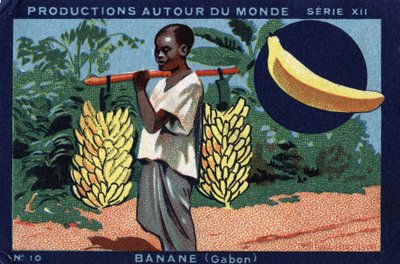 Produktioner runt om i världen: Banana i Gabon. Kromolitografi från 1933 i "" Joseph-Milliat Album"" av Anonymous Anonymous