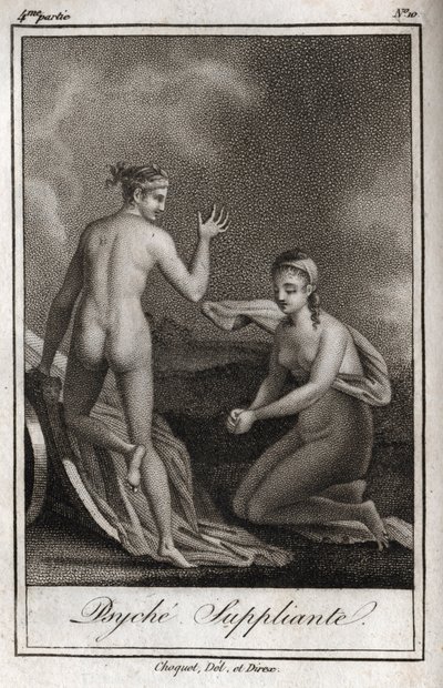 Psyche tiggeri. Gravyr från 1819 i "Lettres a Emilie sur la mythologie" av Charles Albert Demoustier (1760-1801). Privat samling. av Anonymous Anonymous