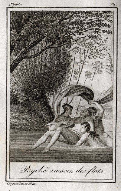 Psyket i vågorna. Gravyr från 1819 i "Lettres a Emilie sur la mythologie" av Charles Albert Demoustier (1760-1801). Privat samling. av Anonymous Anonymous