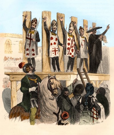 Straff av spiken på 1500-talet. Illustration i "" Mysteres of the Inquisition and Other Secretive Societies of Spain"" Av Victor de Fereal, Suberwick, Manuel Galo de Cuendias av Anonymous Anonymous