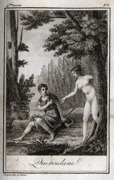 QUERCULANES, nymfer, kanalskydd. Gravyr från 1819 i "Lettres a Emilie sur la mythologie" av Charles Albert Demoustier (1760-1801). Privat samling. av Anonymous Anonymous