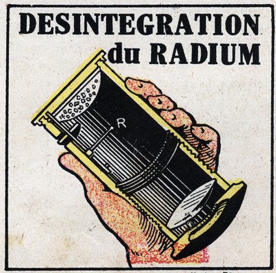 Radium: sönderfall av radium. Anonym illustration av 1925. Privat samling. av Anonymous Anonymous