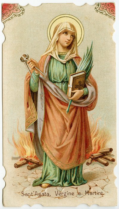Saint Agatha av Sicilien (gravyr av Anonymous Anonymous