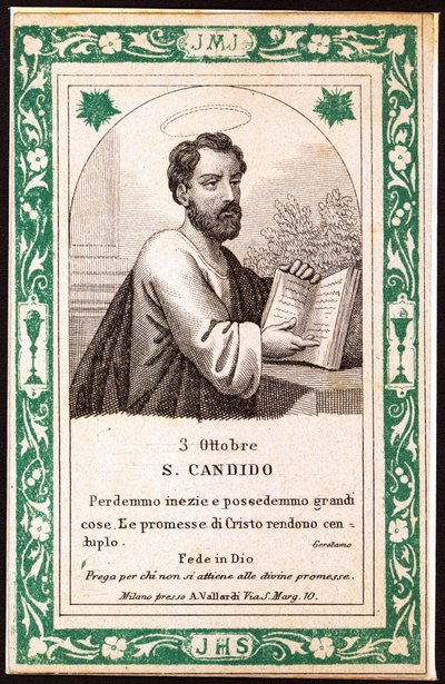 Saint Candide Pious bild. Vykort. början av 1900-talet. Privat samling av Anonymous Anonymous