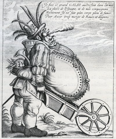 Satir mot Matthias Gallas (1584-1647) general för den kejserliga armén under trettioåriga kriget, efter hans pensionering 1636. Gravyr från 1600-talet. Privat samling. av Anonymous Anonymous