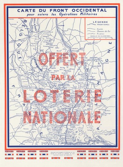 Andra världskriget (2:a 2:a 2:a IIIe 39-45 1939-1945) - Kriget 1939 1945 - Karta över västfronten, donerad av National Lottery av Anonymous Anonymous
