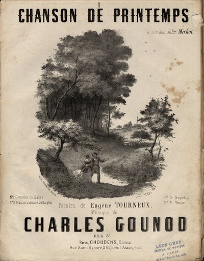 Noter till "" chanson de printemps"" text av Eugene TOURNEUX musik av charles GOUNOD. Privat samling. av Anonymous Anonymous