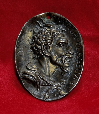 Silvermedalj med bilden av Attila (395-453) hunnernas kung, gudsblomma. Paris, Louvren av Anonymous Anonymous