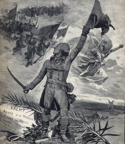 Staty av general Francois Christophe Kellerman (1735-1820) Fransk general, vinnare av slaget vid Valmy (20 september 1792): ”Leve nationen! "". Gravyr i "" Le petit parisien"" den 14/09/1892. Privat samling av Anonymous Anonymous