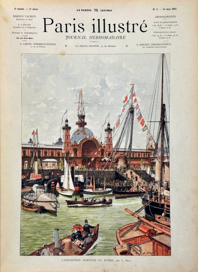 DEN INTERNATIONELLA MARINA UTSTÄLLNINGEN AV HAVRE 1887. Gravyr från 1887 i "" Paris-Illustrous journal weekly"". av Anonymous Anonymous