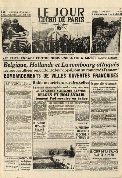 Slaget om Belgien eller Belgiens kampanj - 18 dagar lång kampanj - Tysk invasion av Belgien under andra världskriget - Journal "" Le Jour. L