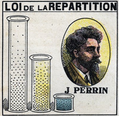 Atomerna: distributionslag av Jean Perrin (1870-1942). Anonym illustration från 1925. Privat samling. av Anonymous Anonymous