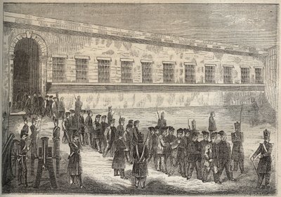 Rocheforts fängelse på 1800-talet. Gravyr i "Fångarnas historia från deras skapelse till idag" (1877) av Pierre Zaccone (1817-1895) (Colonia Penale - Straffkoloni). Privat samling. av Anonymous Anonymous