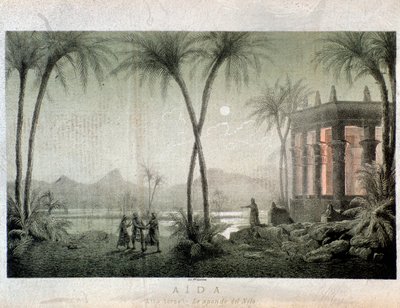 Nilens stränder. Illustration till akt III av Aida, opera av Giuseppe Verdi av Anonymous Anonymous