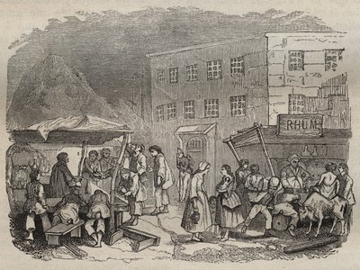 Matsalen i bagne de Rochefort på 1800-talet. Gravyr i "Fångarnas historia från deras skapelse till våra dagar" (1877) av Pierre Zaccone (1817-1895) (Colonia Penale - Straffkoloni) Privat samling. av Anonymous Anonymous
