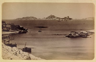 Staden Marseille och dess omgivningar runt 1885 -1890: slottet If och öarna, Privat samling av Anonymous Anonymous