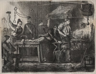 Överföringen till Toulon Bagne på 1800-talet. Gravyr i "Fångarnas historia från deras skapelse till idag" (1877) av Pierre Zaccone (1817-1895) (Colonia Penale - Straffkoloni). Privat samling. av Anonymous Anonymous