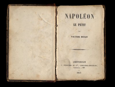 Titelsidan för "" Napoleon den lille", politisk pamflett av Victor Hugo om Louis-Napoleon Bonaparte (Napoleon III). 1855. av Anonymous Anonymous