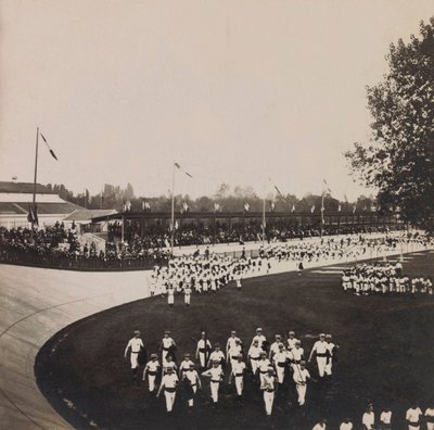 Universal Exposition of 1900 - Exposition Universelle de 1900 i Paris: Exposition de Vincennes, gymnastiktävling - privat samling av Anonymous Anonymous