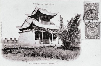 Utsikt över en kinesisk bostad i Mong Tse i Yunnan-regionen i Kina Fotografi från början av 1900-talet - Privat samling av Anonymous Anonymous