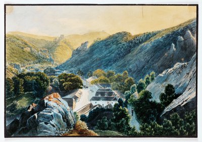 Vorderbruehl-dalen i Niederösterreich och Husarentempel en liten, romantisk byggnad med utsikt över ... (foto) av Anonymous Anonymous