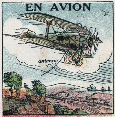 Trådlös telefoni: med flyg. Anonym illustration av 1925. Privat samling. av Anonymous Anonymous
