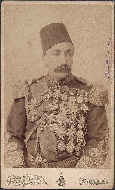 porträtt av sultan Abdulhamid II (Abd ul Hamid, Abd-ul-Hamid, Abdulhemit, Abdul Hamid, Abdul-Hamid, Abd al Hamid, Abd al-Hamid) (1842-1918) - Sultan Abduelhamid II (1842-1918), kejsare av ottomanerna, de troendes kalif, anonym. Fotografi av Anonymous Anonymous