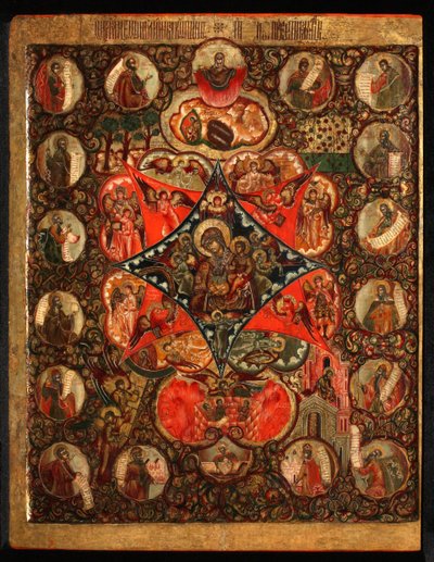 Mother of God of the Burning Bush, 1600-talet av Anonymous Russian icon painter