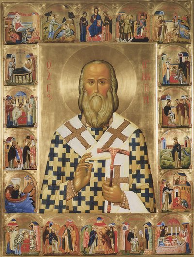 Sankt Ignatius Brianchaninov med scener ur hans liv, 1900-talet av Anonymous Russian icon painter