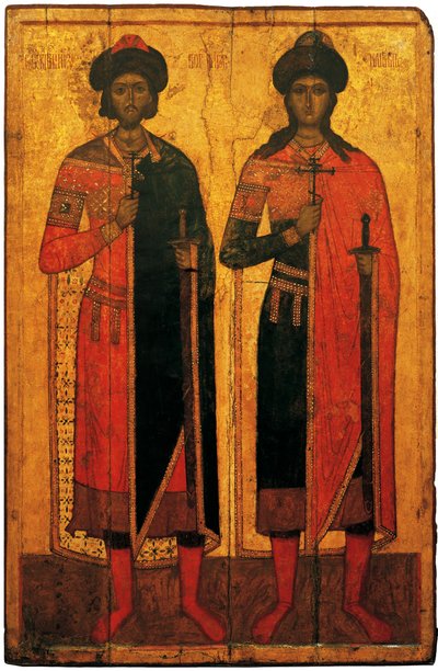 De heliga Boris och Gleb, mitten av 1300-talet. av Anonymous Russian icon painter