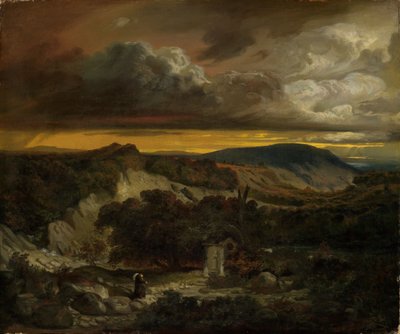 Kvällslandskap med återvändande eremiter av Anselm Feuerbach