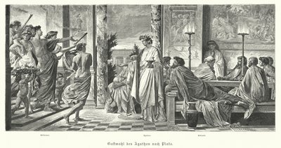 Bankett av Agathon och Platon, antikens Grekland (gravyr) av Anselm Feuerbach