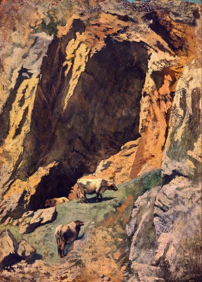 Klippklyfta med kor av Anselm Feuerbach