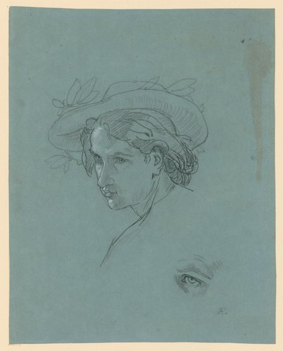 En ung mans huvud med hatt av Anselm Feuerbach