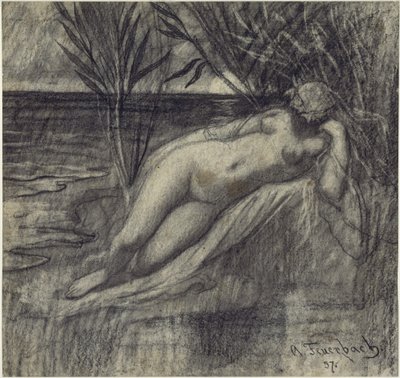 Sovande nymf vid floden av Anselm Feuerbach