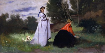 Två kvinnor i grönskan av Anselm Feuerbach