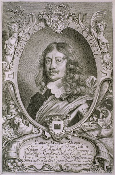 Karl Gustav Wrangel (1603-73) från "Portraits des Hommes Illustres", graverad av Petrus de Iode, publicerad 1706. av Anselmus van Hulle