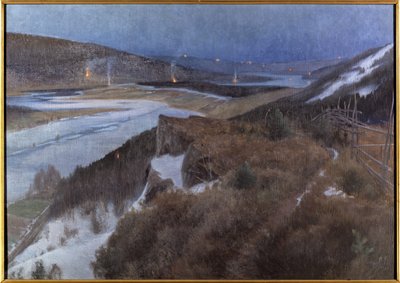 Nuit de Walpurgis a Bergslagen - Walpurgis Night in Bergslagen, Grangaerde in Dalarna, by Schultzberg, Anshelm Leonard (1862-1945). Oil on canvas av Anshelm Schultzberg