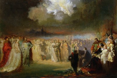 Frederic Chopin (1810-49) under konsert på Hotel Lambert, Paris, 1840 av Antar Teofil Kwiatowski