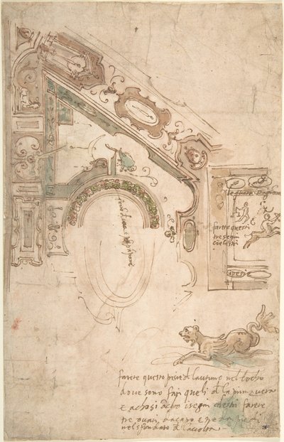 Kvartalsplan för ett tak med tak, ca. 1561. av Antenore Ridolfi