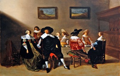 En bröllopsfrukost (olja på panel) av Anthonie  Palamedesz